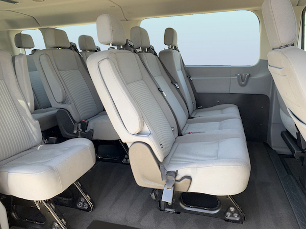 Ford Transit Van - 15 Passenger Van Interior Seating from sides